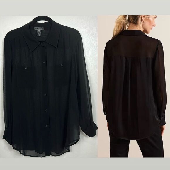 Lauren Sara Classics Vintage Silk Relaxed Fit Button Down Shirt Size M - Picture 1 of 8